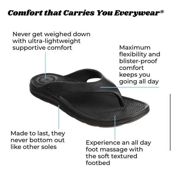 NWT Totes Everywhere Men's Black Flip Flop Thong Sandals 10 - Picture 2 of 9